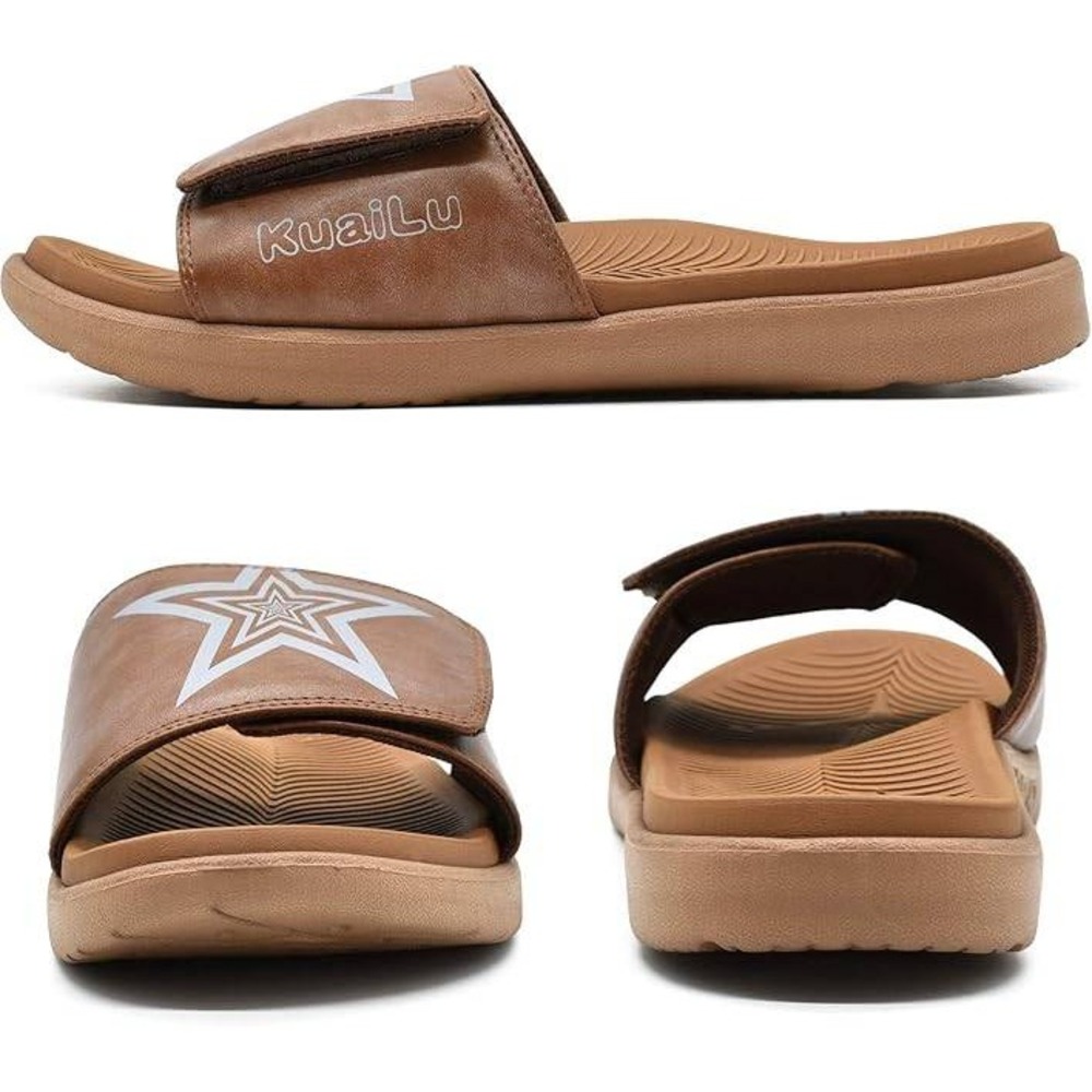New KuaiLu Mens Slide Sandals Khaki US 10 Orthotic Arch Support Athletic Sport - Picture 6 of 7